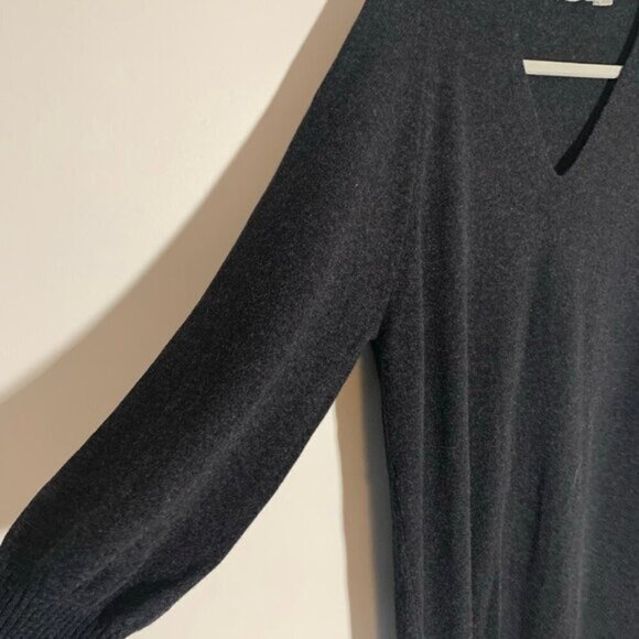 Vince v-neck long sleeve wool cashmere high slit midi dress - Picture 3 of 9